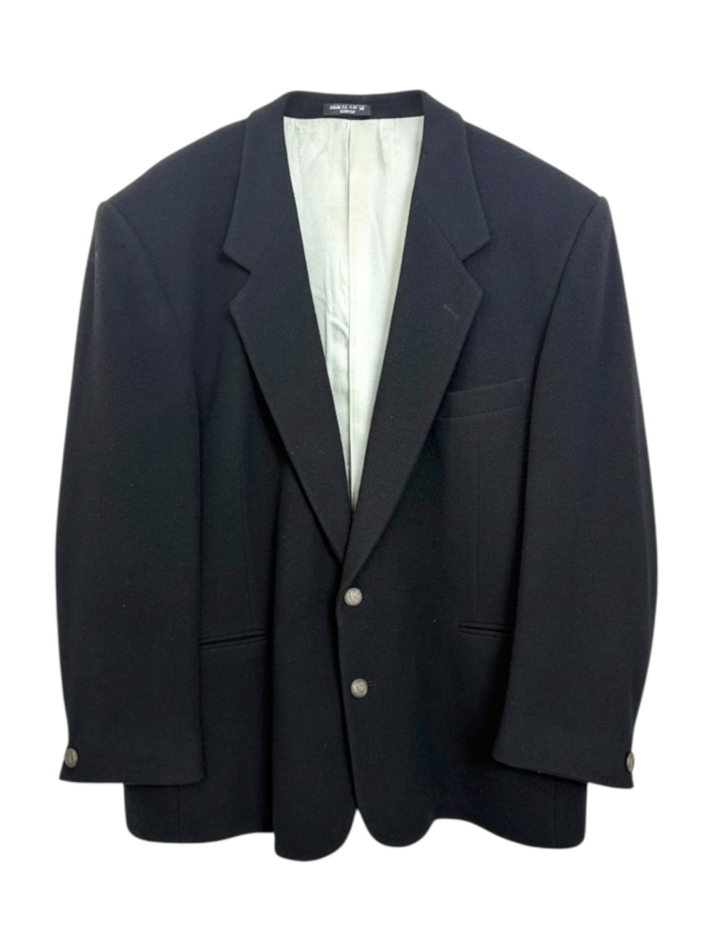 Vintage 90s Wool Cashmere Blazer Size 48R XL Black Union Made in Canada